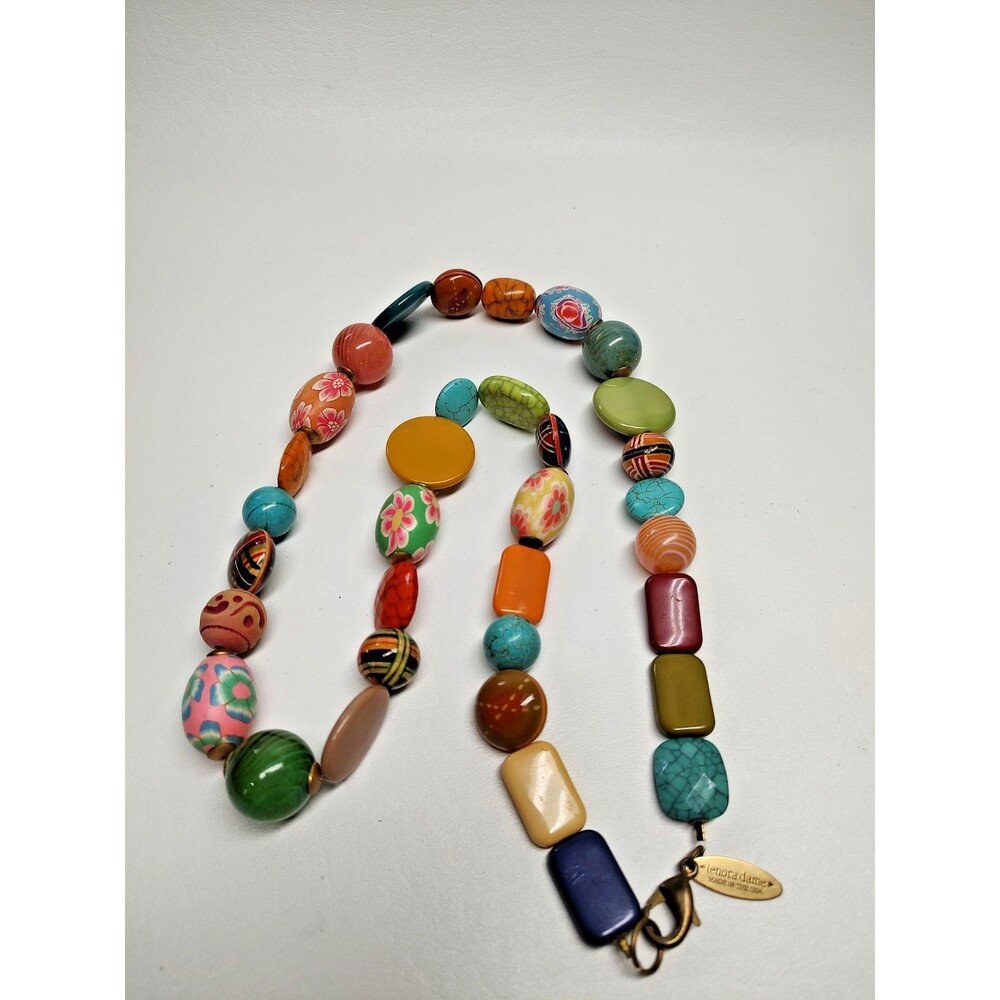 Lenora Dame Women's Necklace Beaded some Floral USA Colorful 16"